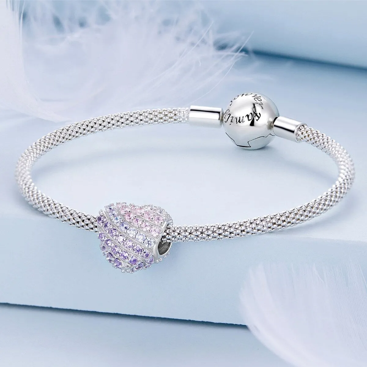 Pink Ombré Cubic Zirconia & Sterling Silver Heart Charm sold by Zulily product image thumbnail 3