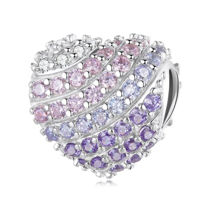 Pink Ombré Cubic Zirconia & Sterling Silver Heart Charm sold by Zulily