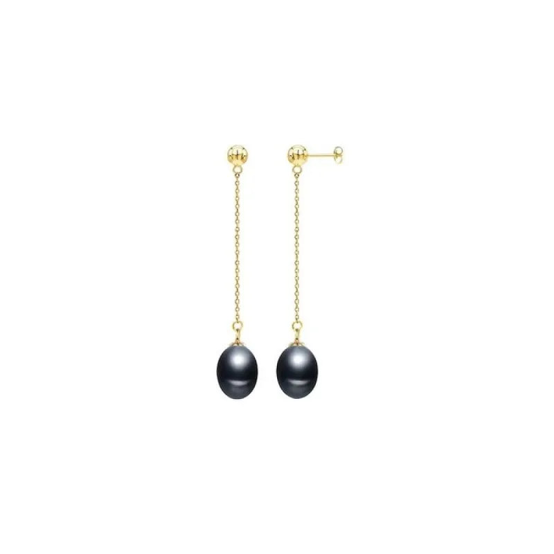 Goldtone & Black Freshwater Pearl Chain Drop Earrings - Signature Pearls sold by Zulily