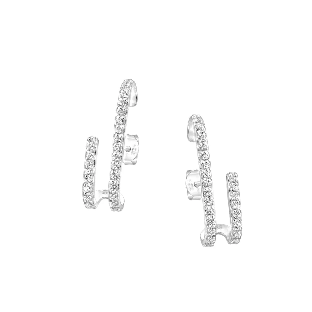 Sterling Silver Cubic Zirconia Dual Bar Stud Earrings sold by Zulily