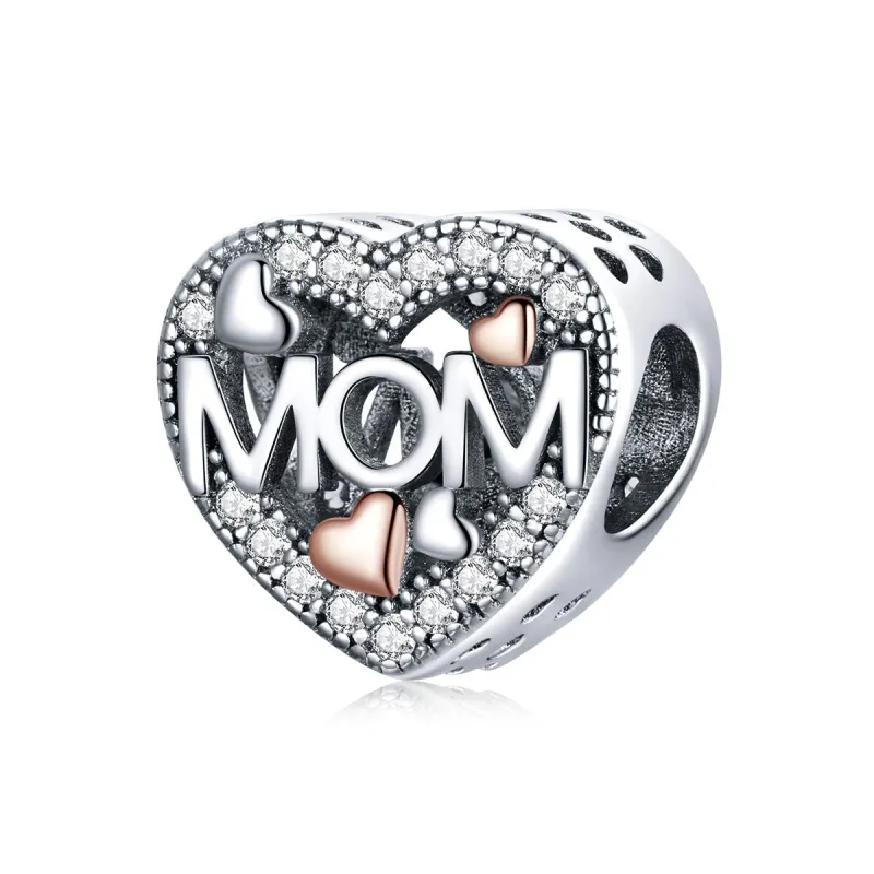 Rose Gold Cubic Zirconia & Sterling Silver "Mom" Charm sold by Zulily