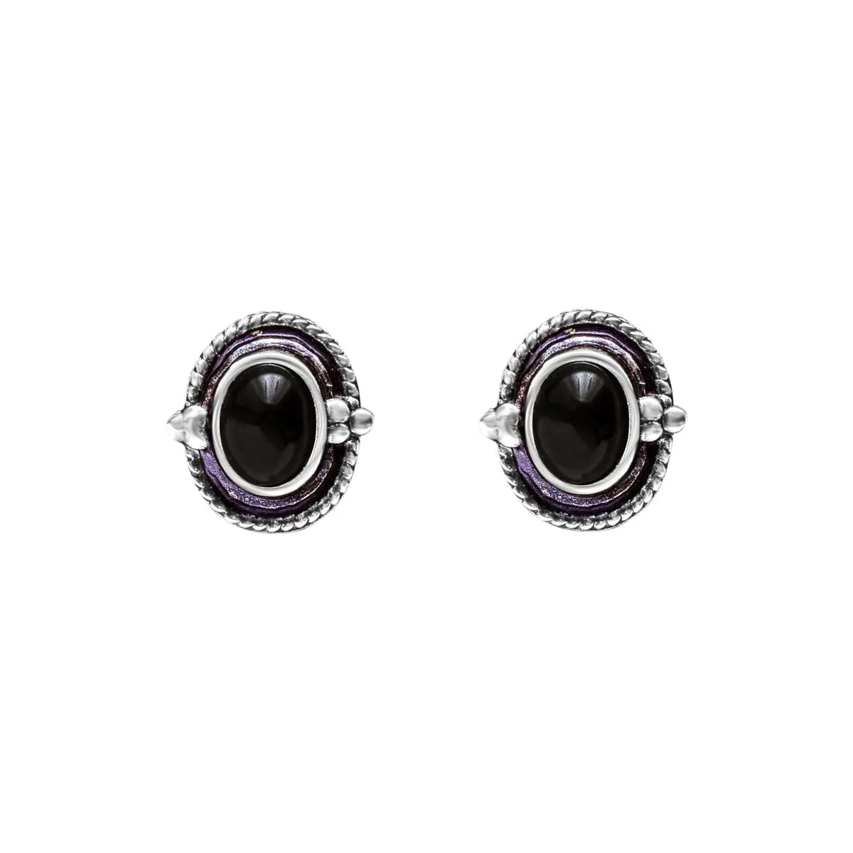 Sterling Silver Black Oval Stud Earrings sold by Zulily