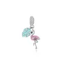 Sterling Silver Pink Flamingo & Green Leaf Bracelet Charm sold by Zulily