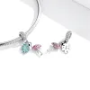 Sterling Silver Pink Flamingo & Green Leaf Bracelet Charm sold by Zulily
