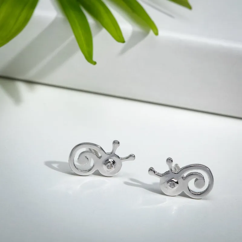Sterling Silver Cubic Zirconia Snail Stud Earrings sold by Zulily