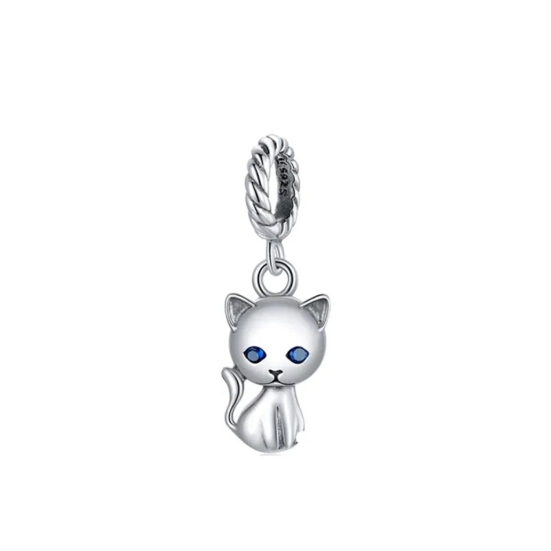 Blue Cubic Zirconia & Sterling Silver Cat Charm sold by Zulily