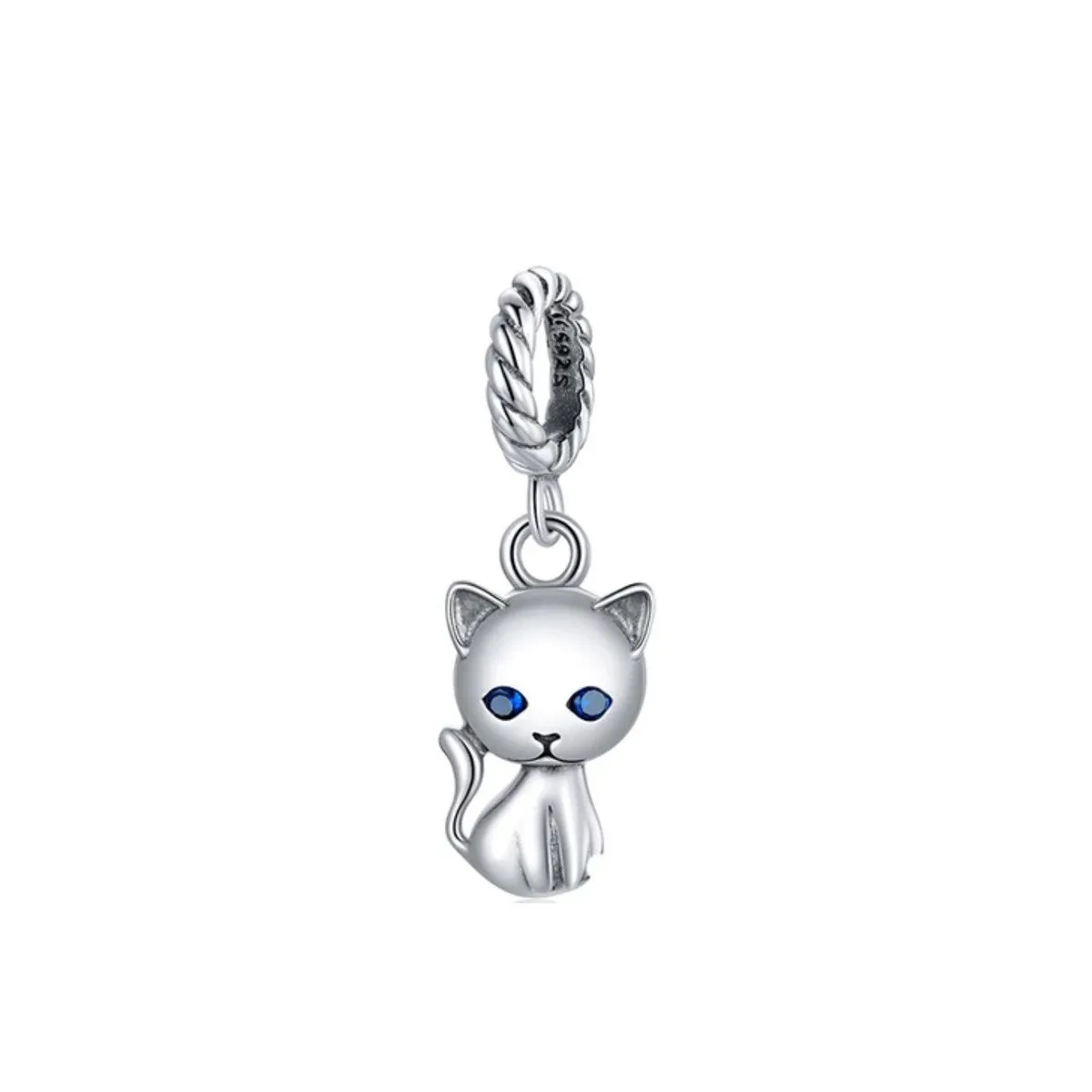 Blue Cubic Zirconia & Sterling Silver Cat Charm sold by Zulily