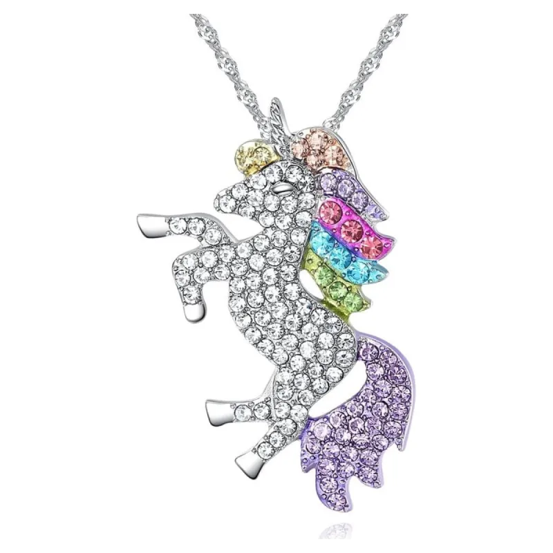 Multi-Colored Unicorn Pendant Necklace made with Swarovski Crystals sold by Zulily