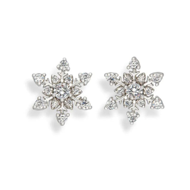 Sterling Silver Cubic Zirconia Snowflake Stud Earrings sold by Zulily