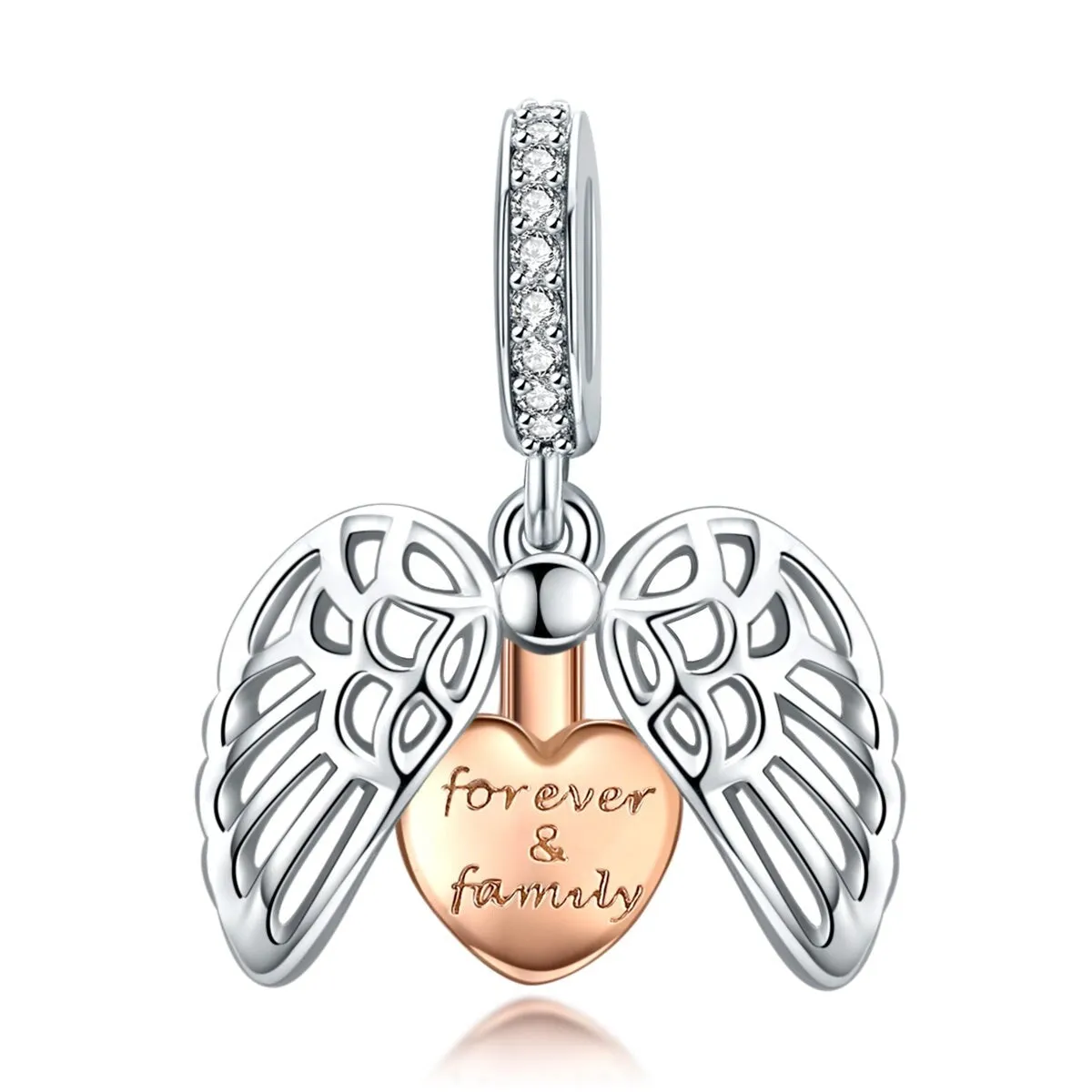 Sterling Silver 'Forever Family' Heart & Angel Wing Charm sold by Zulily