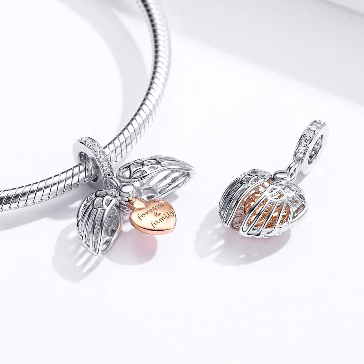 Sterling Silver 'Forever Family' Heart & Angel Wing Charm sold by Zulily product image thumbnail 2