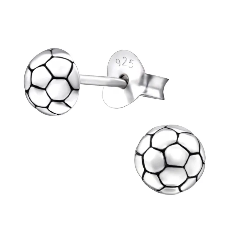 Sterling Silver Soccer Ball Stud Earrings sold by Zulily
