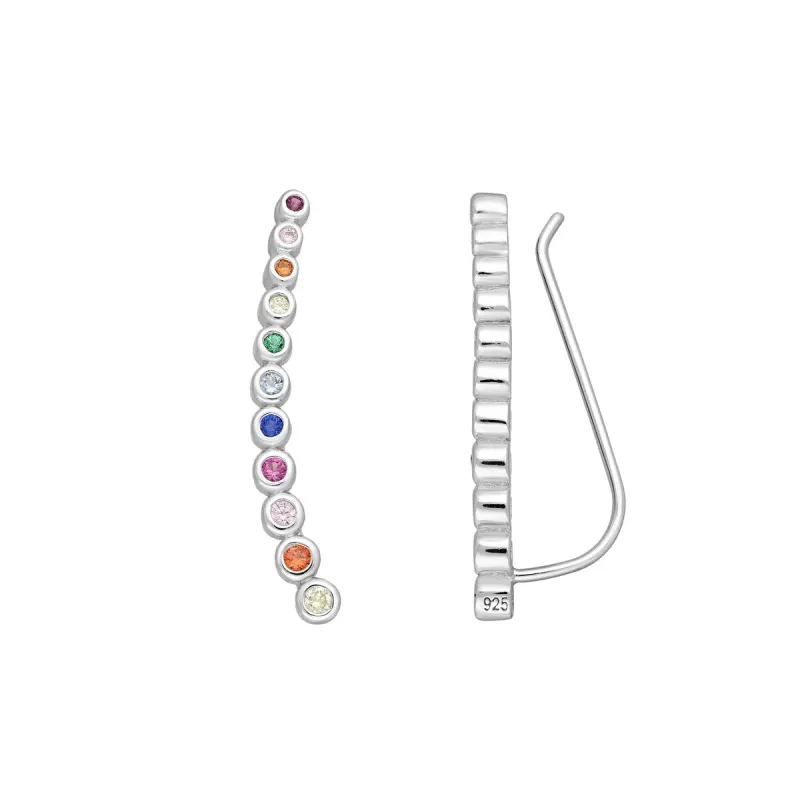 Sterling Silver Multi-Colored Cubic Zirconia Crawler Earrings sold by Zulily