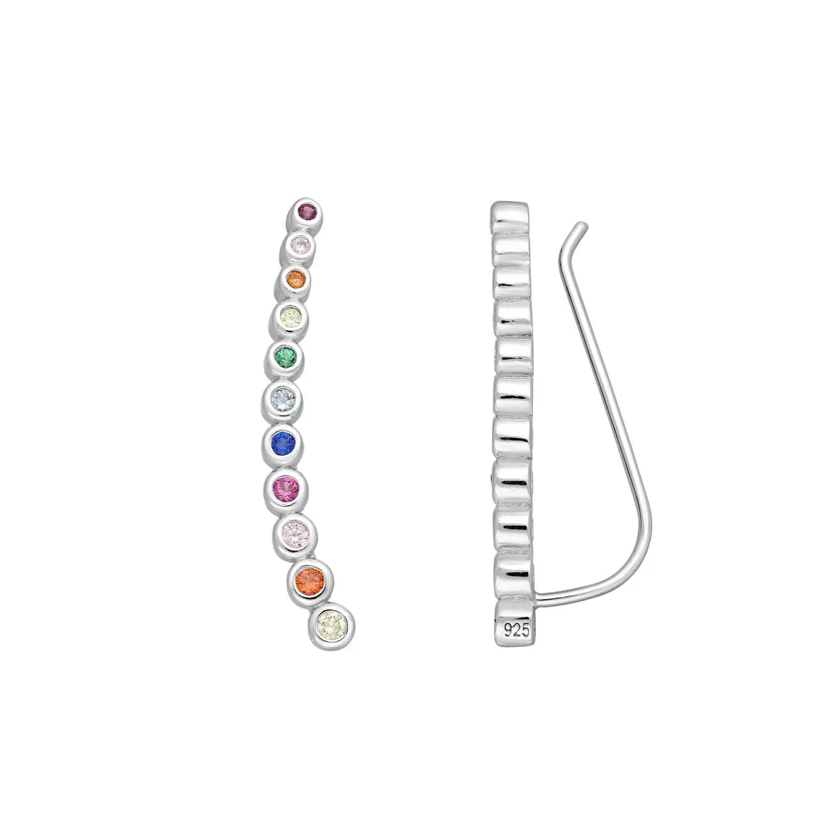 Sterling Silver Multi-Colored Cubic Zirconia Crawler Earrings sold by Zulily