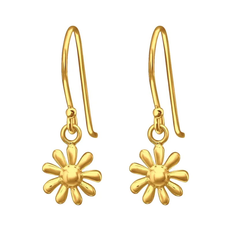 Sterling Silver 18k Gold-Plated Daisy Drop Earrings sold by Zulily