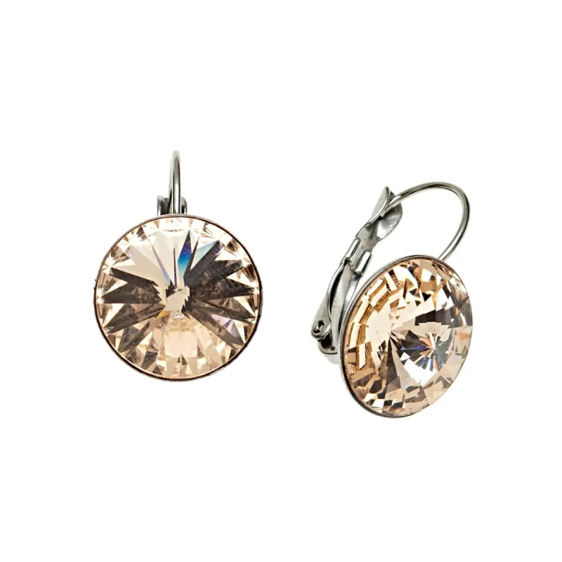Silvertone Leverback Earrings with Champagne Swarovski Crystals sold by Zulily