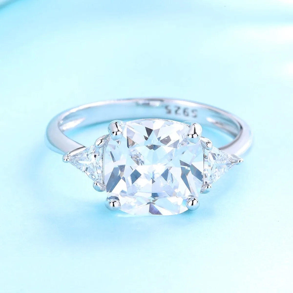 Sterling Silver Triple-Stone Ring with crystals from Swarovski sold by Zulily product image thumbnail 2