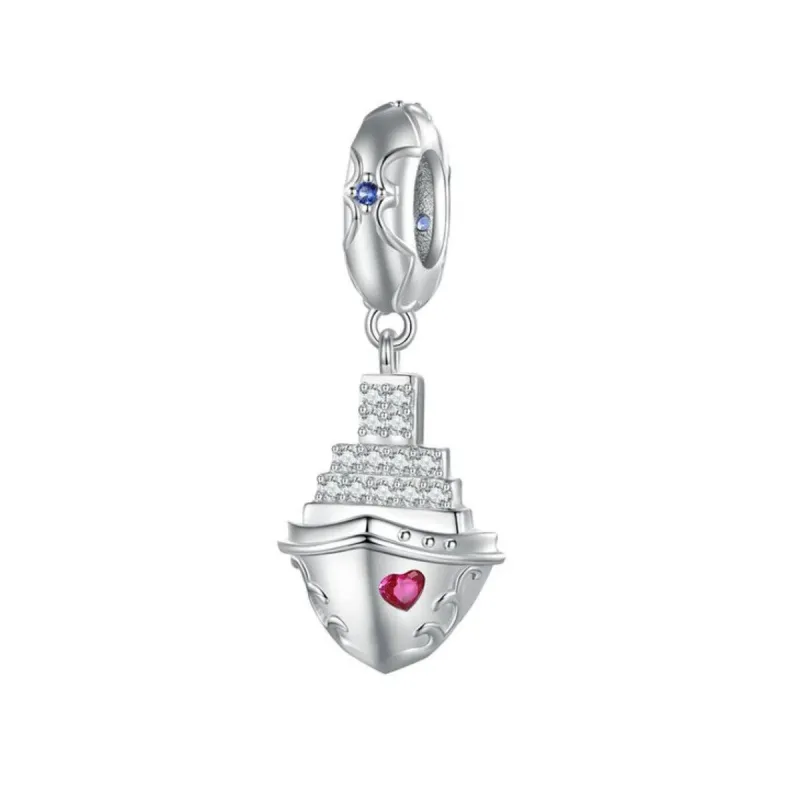 Red Cubic Zirconia & Sterling Silver Love Boat Charm sold by Zulily