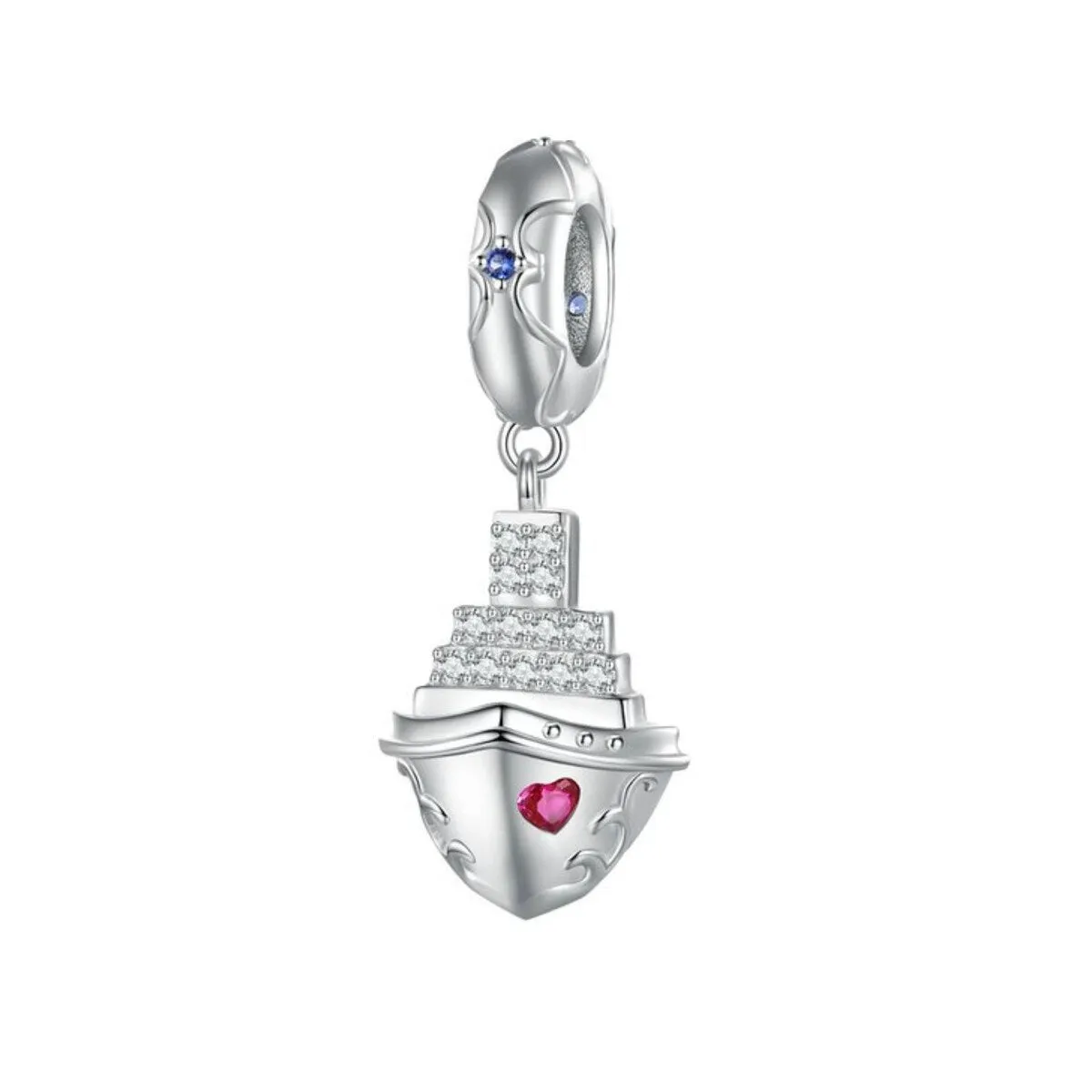 Red Cubic Zirconia & Sterling Silver Love Boat Charm sold by Zulily
