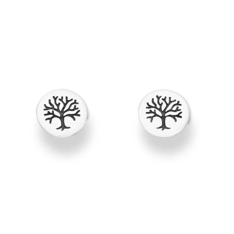 Sterling Silver Circular Tree Stud Earrings sold by Zulily