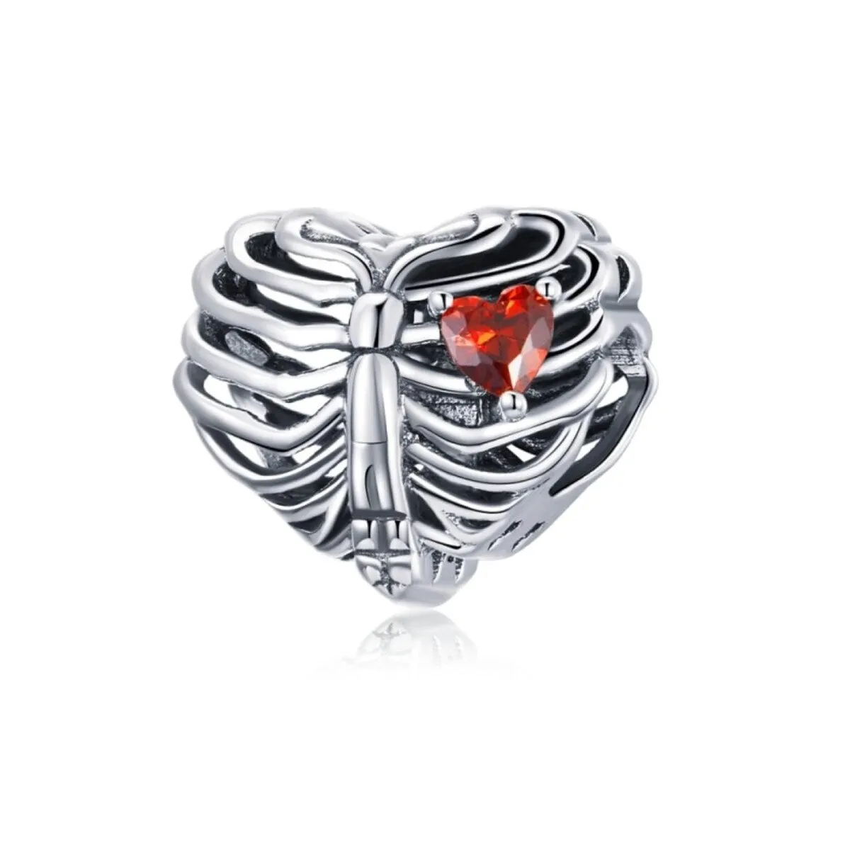 Sterling Silver Anatomical Heart Red Cubic Zirconia Charm sold by Zulily