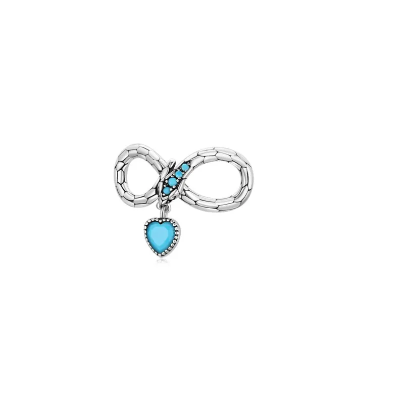 Blue Cubic Zirconia & Sterling Silver Infinity Snake Heart Charm sold by Zulily