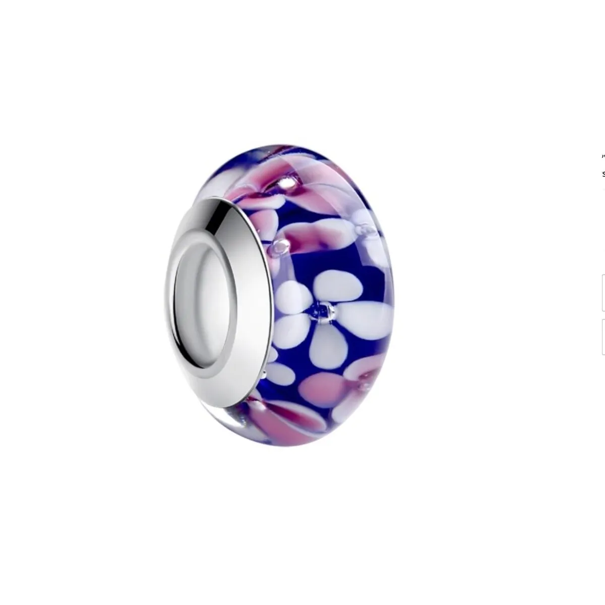 Sterling Silver Pink Purple Floral Glass Bead Charm (113022-94) sold by Zulily