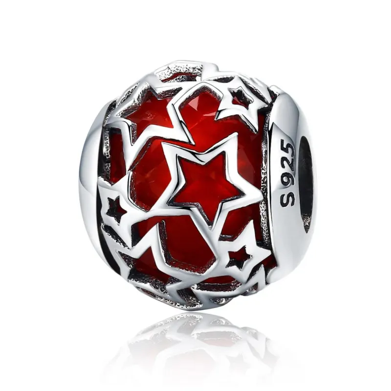 Sterling Silver Red Open Stars Bracelet Charm sold by Zulily
