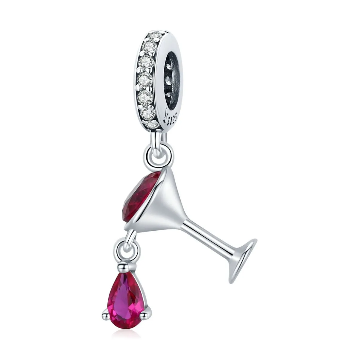 Fuchsia Cubic Zirconia & Sterling Silver Cocktail Drink Charm sold by Zulily