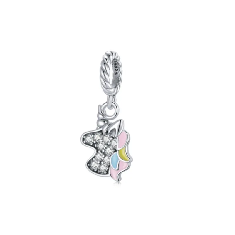 Sterling Silver Cubic Zirconia Pastel Unicorn Dangle Charm sold by Zulily