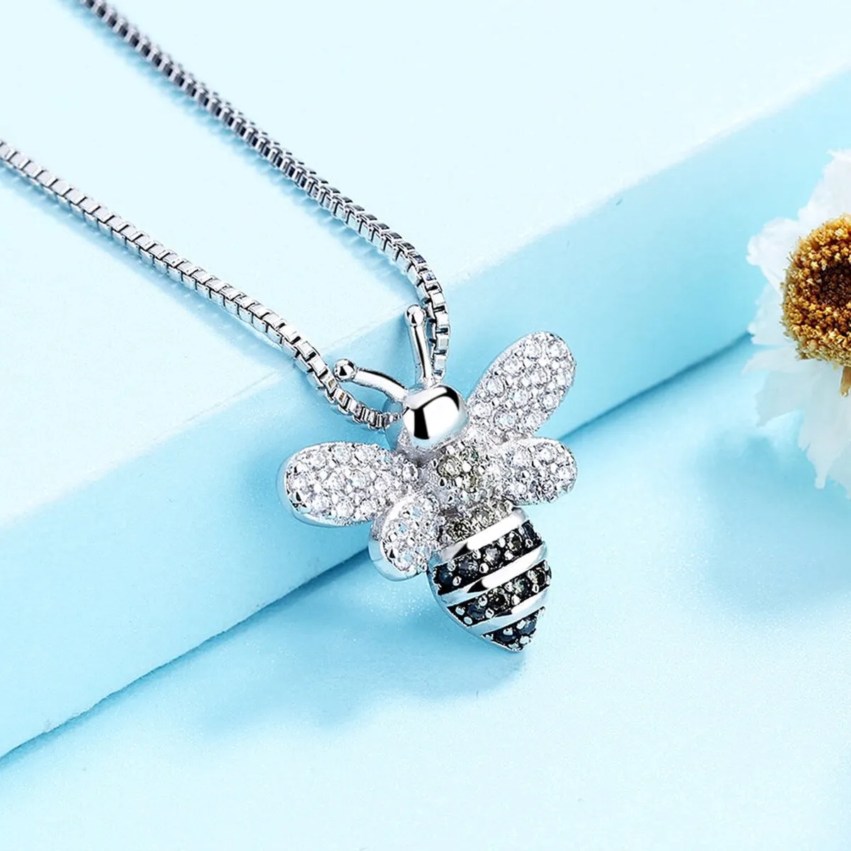 Sterling Silver Bee Pendant Necklace with Crystals from Swarovski sold by Zulily product image thumbnail 2