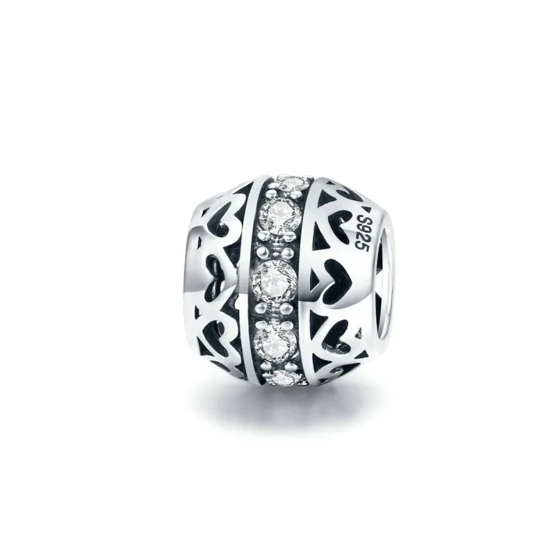Cubic Zirconia & Sterling Silver Round Heart Charm sold by Zulily