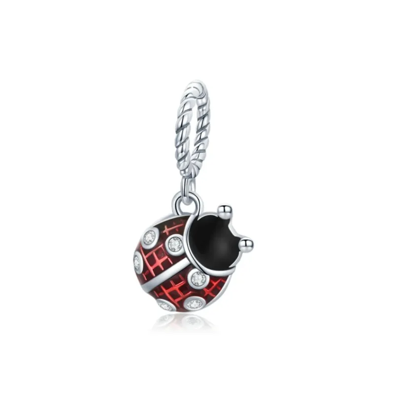Sterling Silver Black Red Ladybug With Cubic Zirconia Dangle Charm Bead sold by Zulily