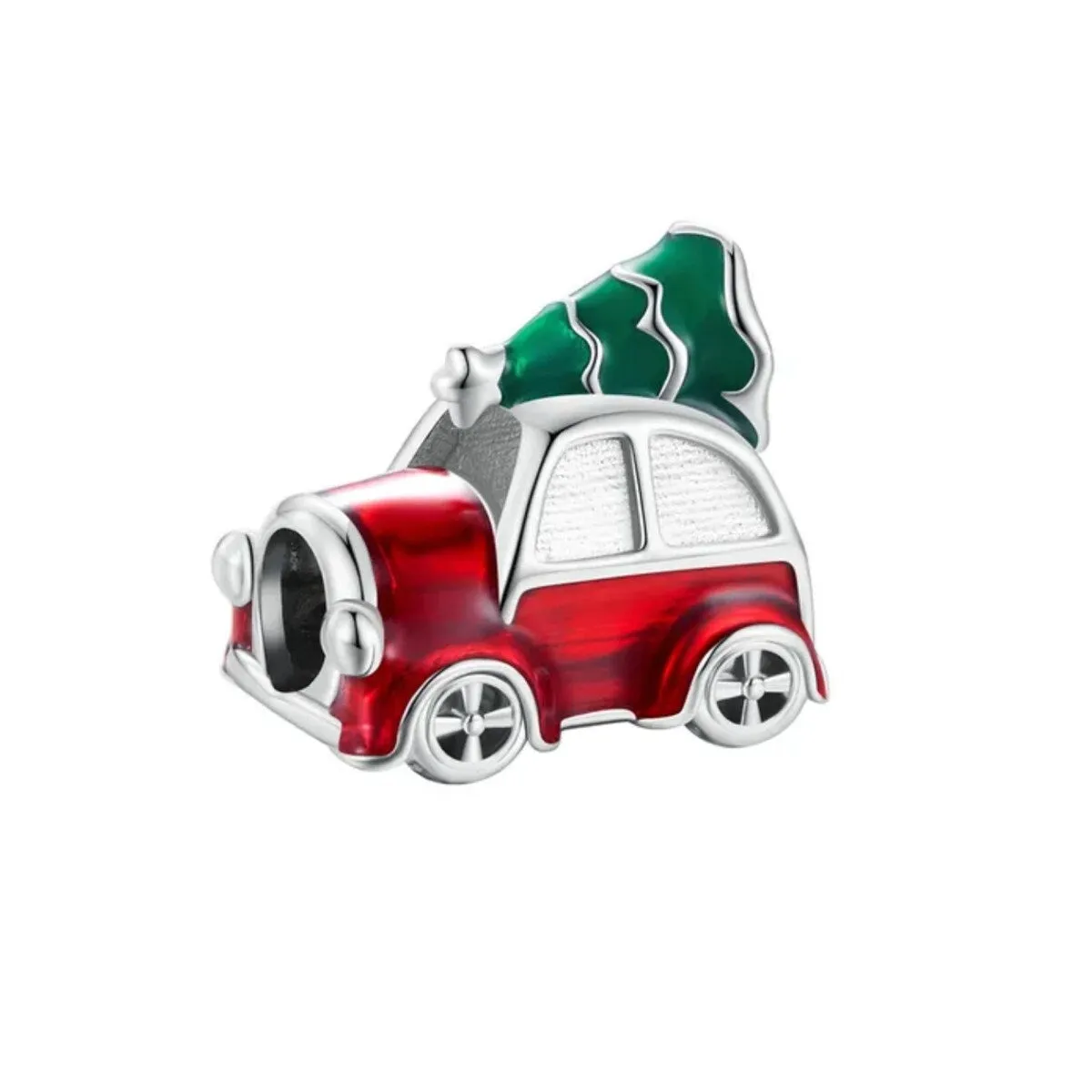 Sterling Silver Red Car with Green Christmas Tree Charm sold by Zulily