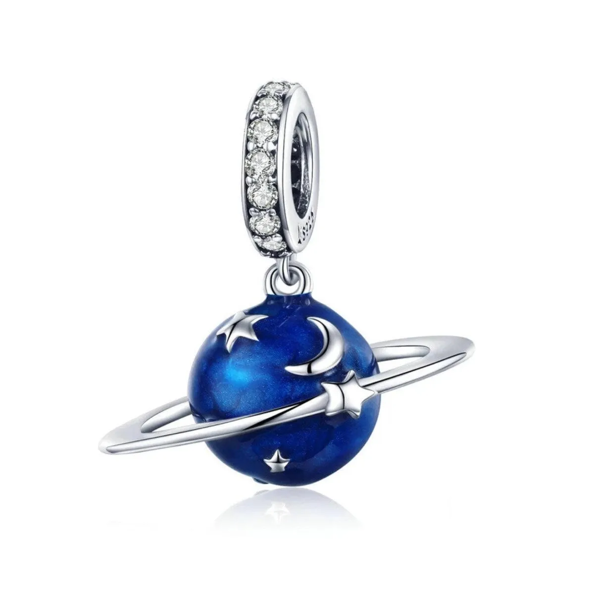 Sterling Silver Blue Planet With Cubic Zirconia Detail Charm sold by Zulily