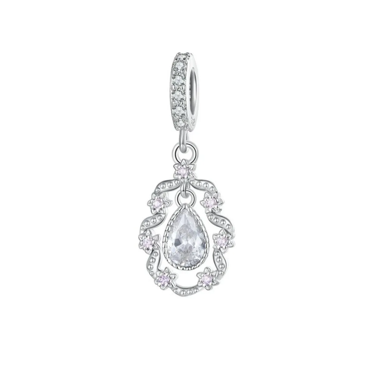 Cubic Zirconia & Sterling Silver Teardrop Ribbon Charm sold by Zulily