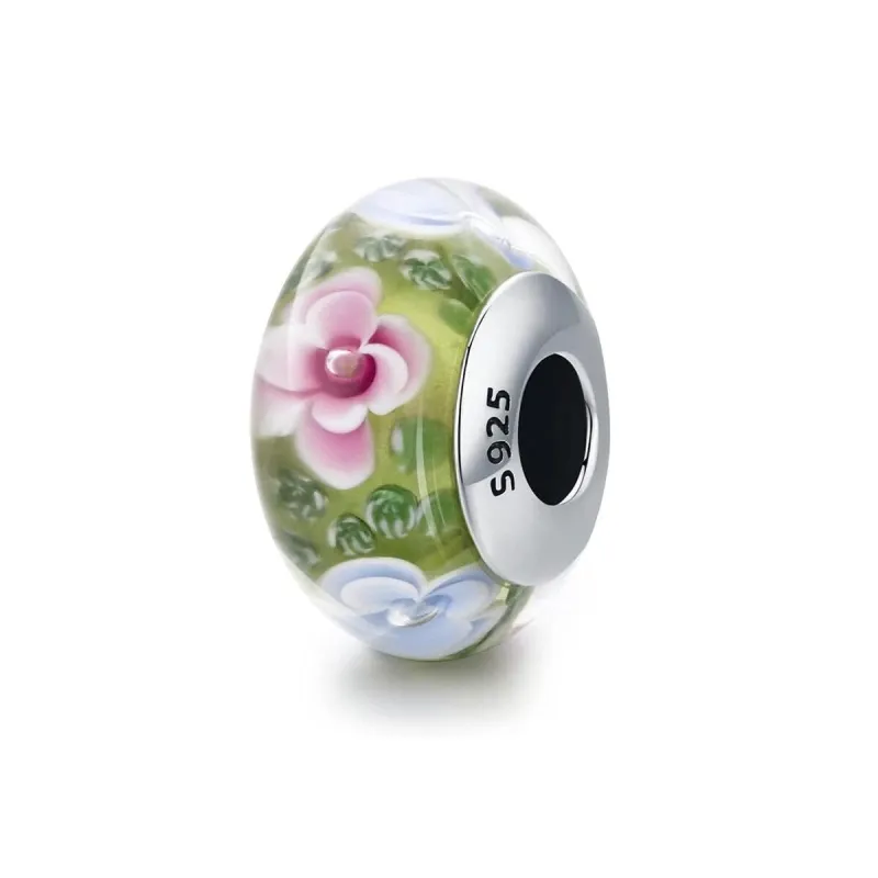 Sterling Silver Green & Multi Colored Floral Bracelet Charm sold by Zulily