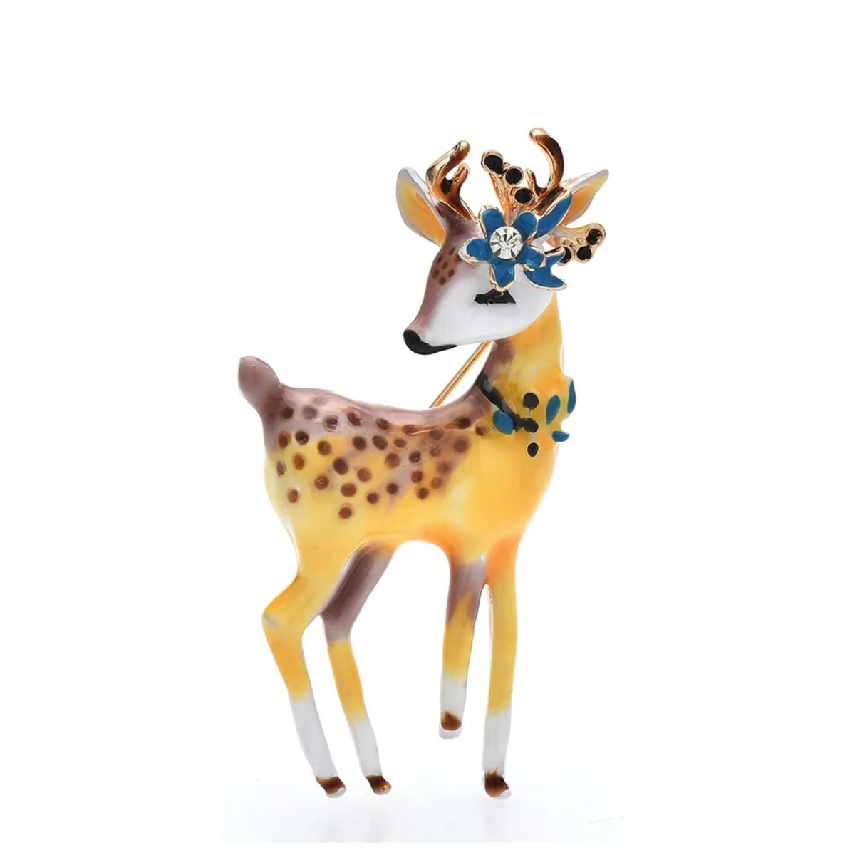 Don't AsK Sweet Deer With Blue Flower Brooch sold by Zulily