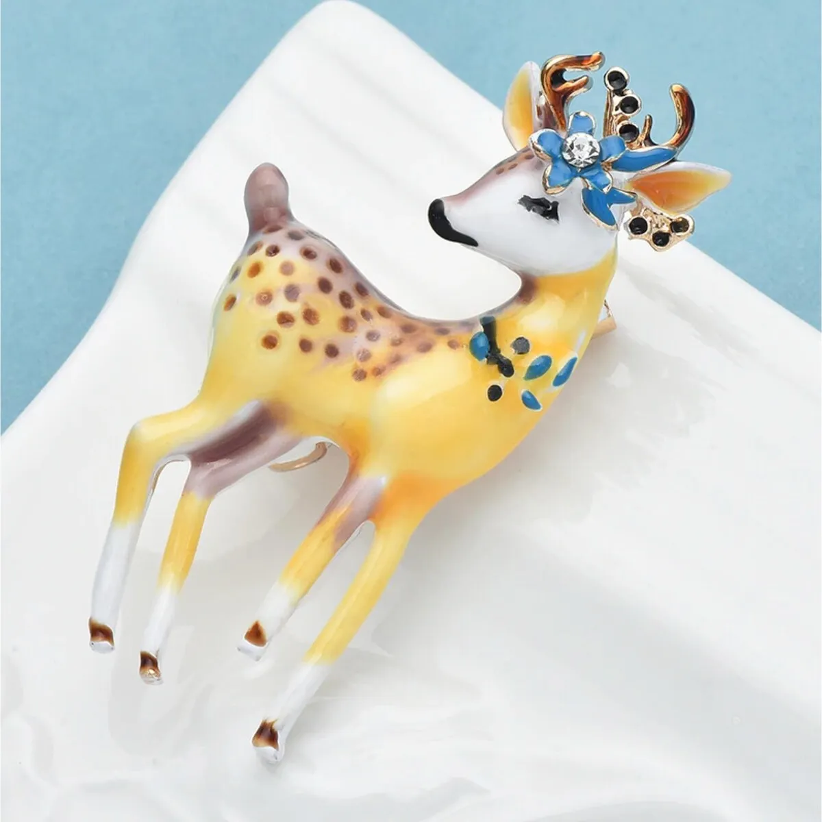 Don't AsK Sweet Deer With Blue Flower Brooch sold by Zulily product image thumbnail 2