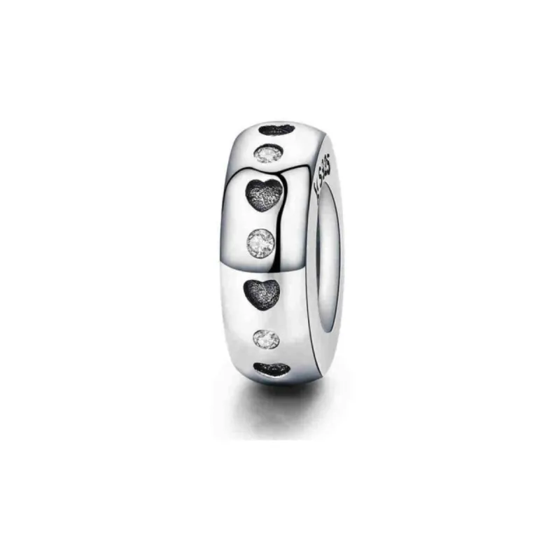 Sterling Silver Heart Cubic Zirconia Charm Bead sold by Zulily