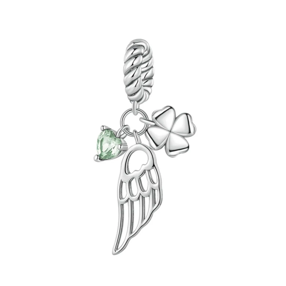 Green Cubic Zirconia & Sterling Silver Clover Wing Charm sold by Zulily