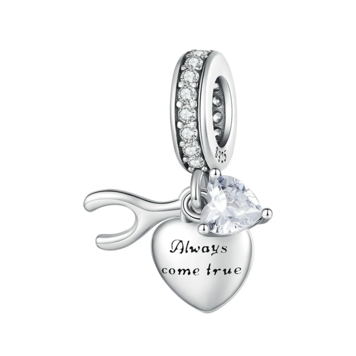 Cubic Zirconia & Sterling Silver Wish Love Luck & Pendant Charm sold by Zulily