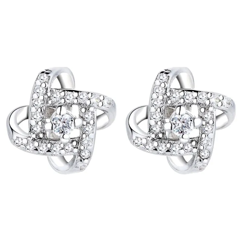 Sterling Silver Love Knot Stud Earrings with Crystals from Swarovski sold by Zulily