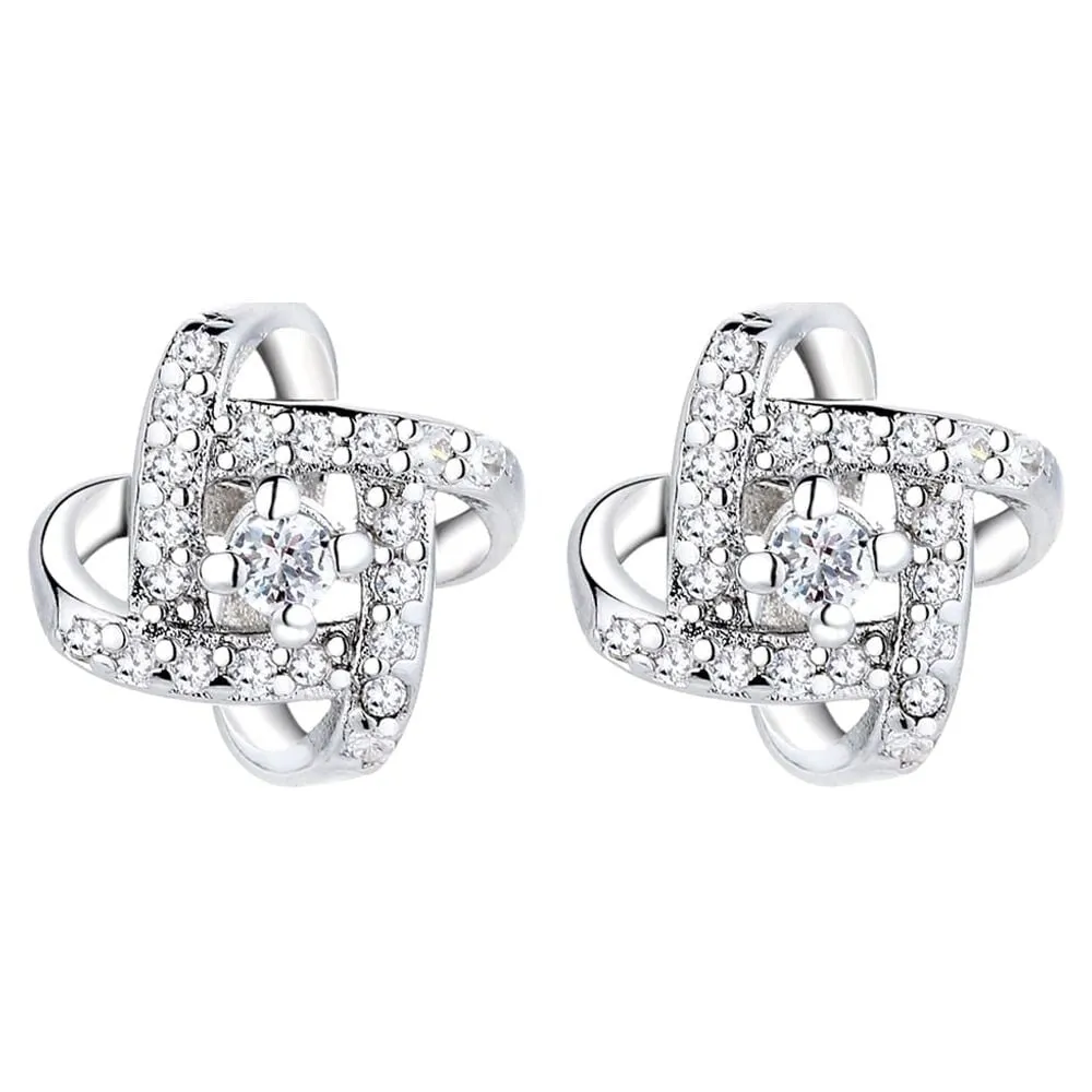 Sterling Silver Love Knot Stud Earrings with Crystals from Swarovski sold by Zulily