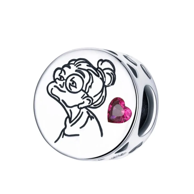 Fuchsia Cubic Zirconia & Sterling Silver Heart Happy Granny Charm sold by Zulily