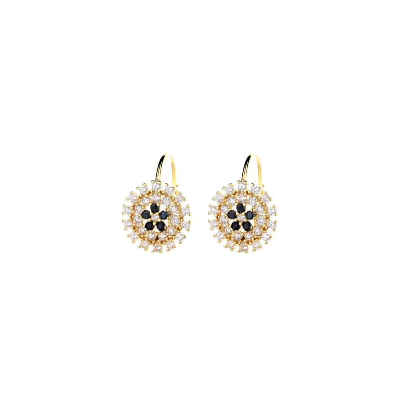 14K Gold Flower Huggie Earrings with Crystals from Swarovski sold by Zulily