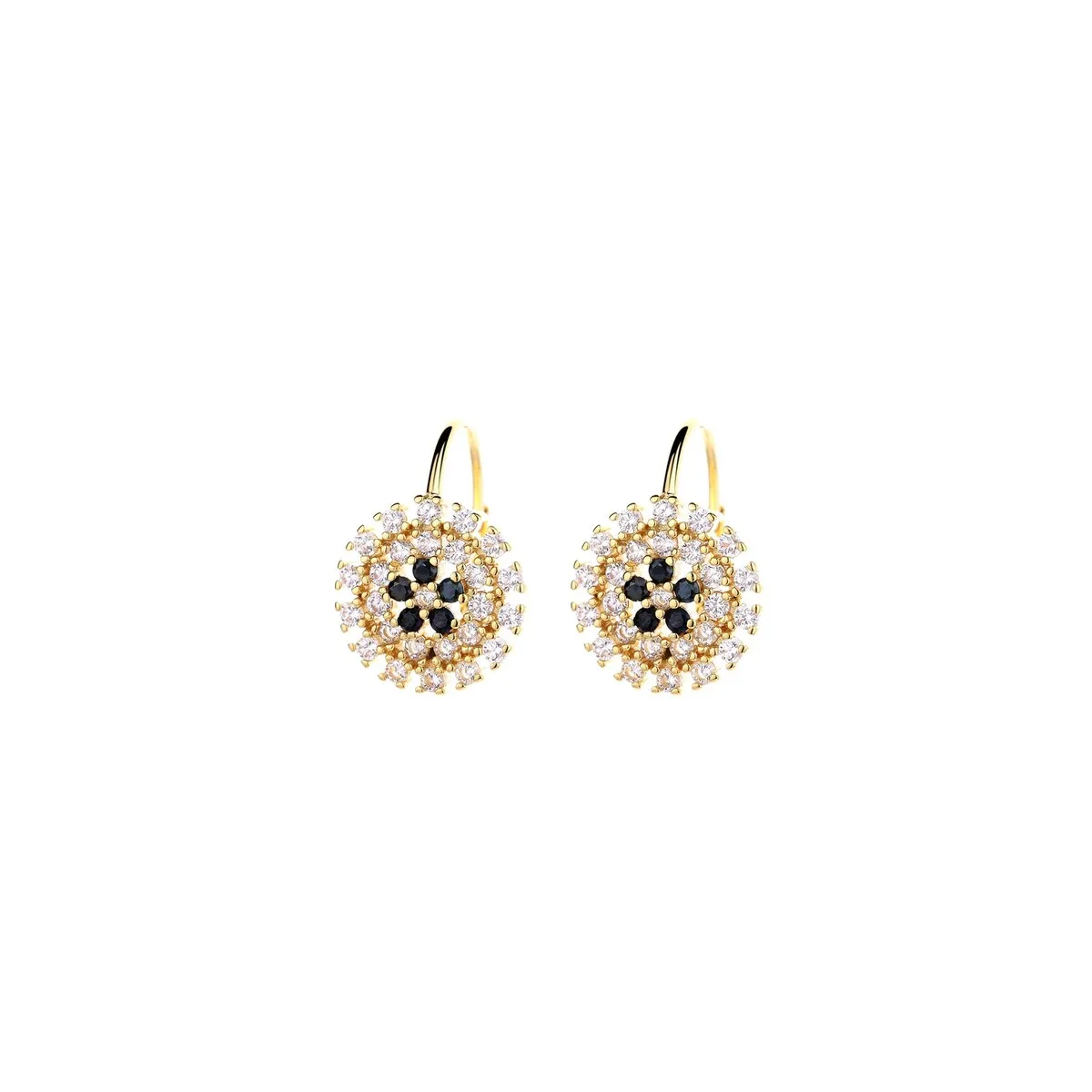 14K Gold Flower Huggie Earrings with Crystals from Swarovski sold by Zulily