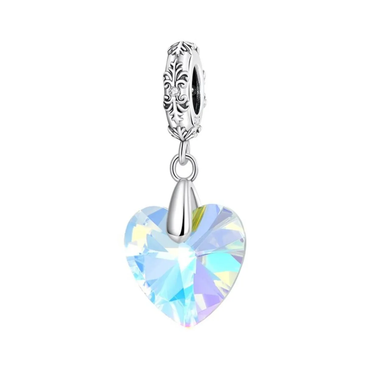 Blue Cubic Zirconia & Sterling Silver Drop Heart Charm sold by Zulily