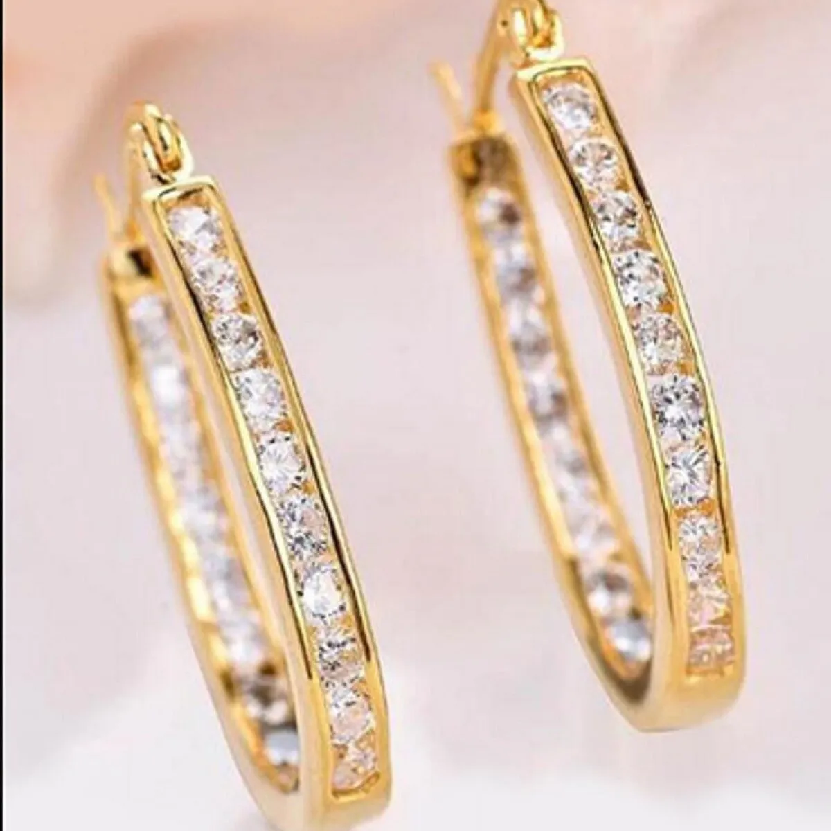 14K Gold In and Out Hoop Earrings with Crystals from Swarovski sold by Zulily product image thumbnail 3
