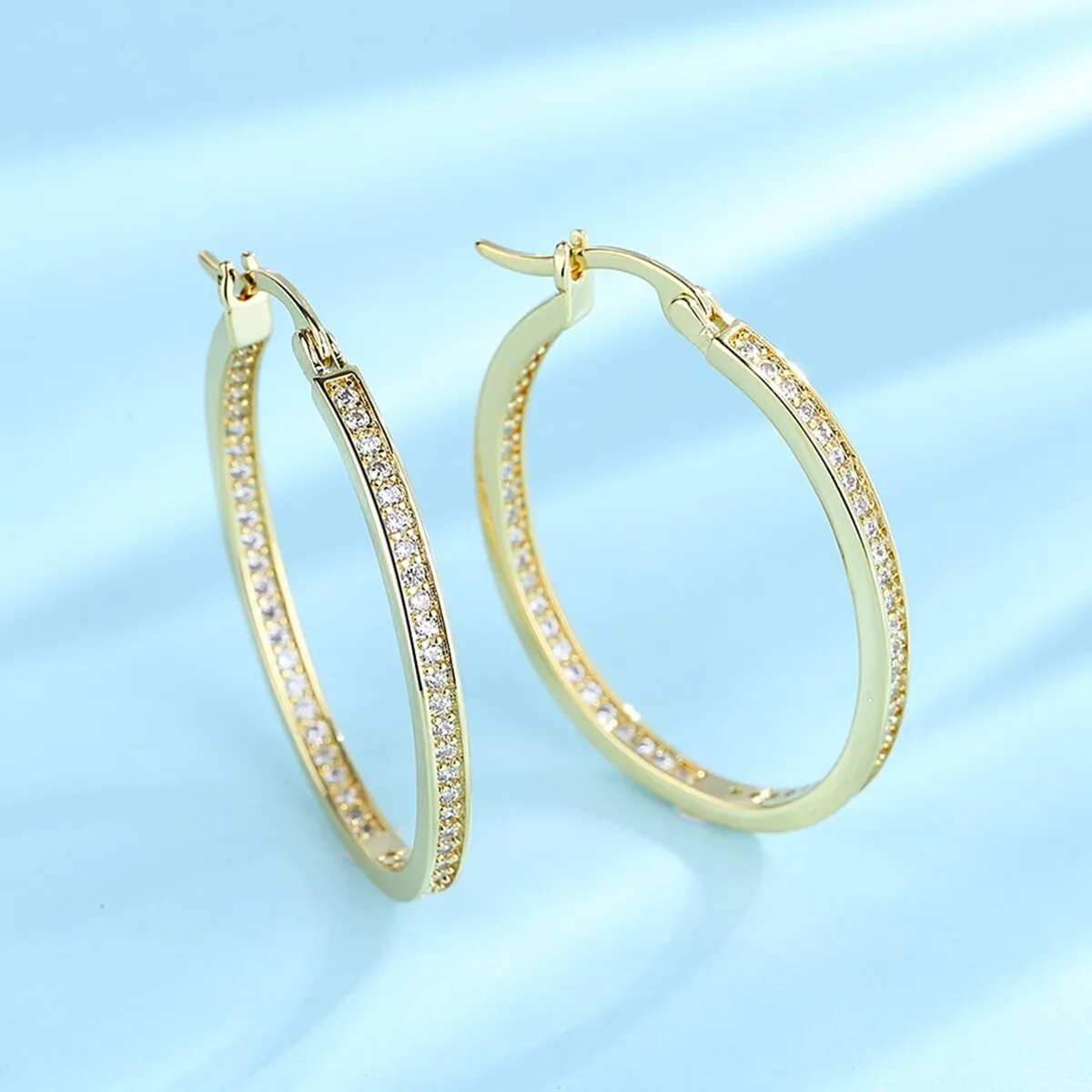 14K Gold In and Out Hoop Earrings with Crystals from Swarovski sold by Zulily product image thumbnail 2